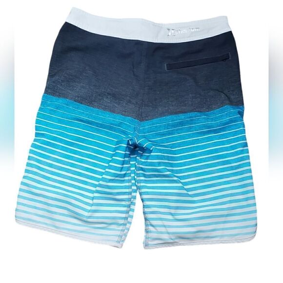 Hurley Phantom Gray & Blue Striped Swim Trunks - Picture 2 of 5